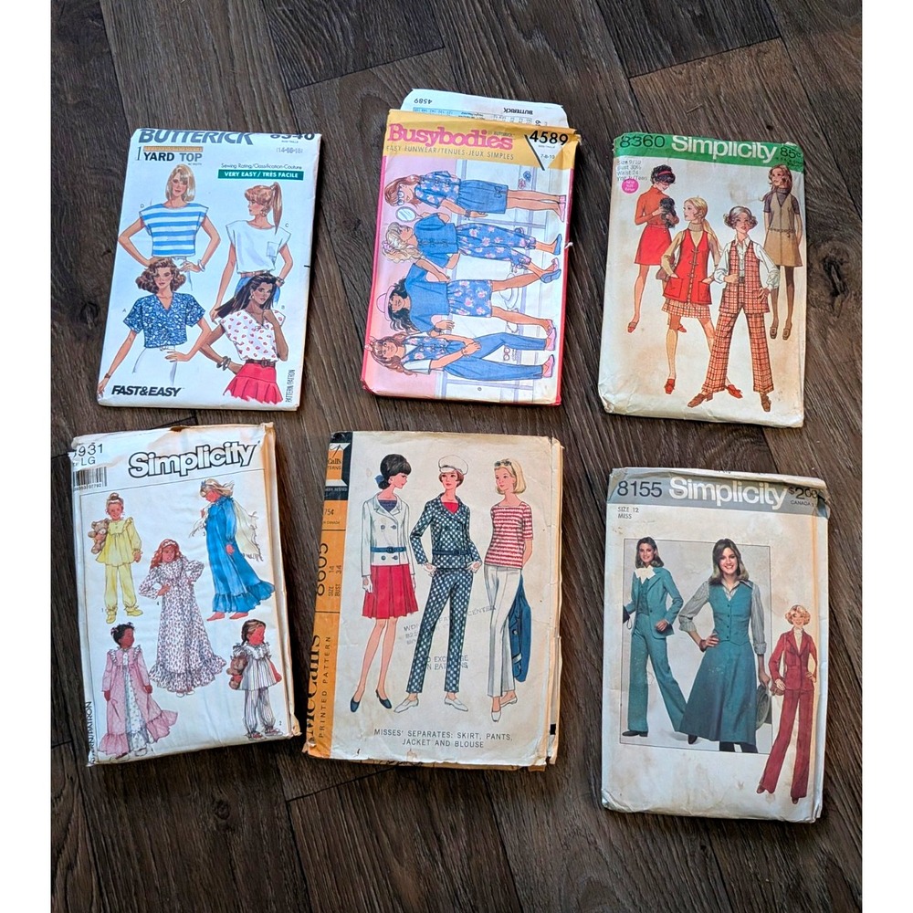 Vintage Sewing Pattern Lot McCalls Simplicity 70s 80s Dresses Blouses Size 14